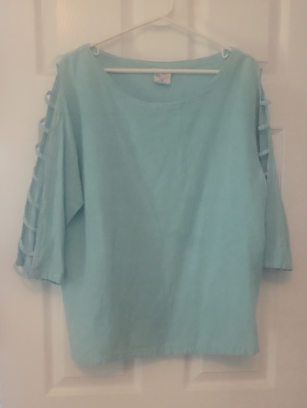 100% Cotton, Pretty, Turquoise Cold Shoulder Blouse